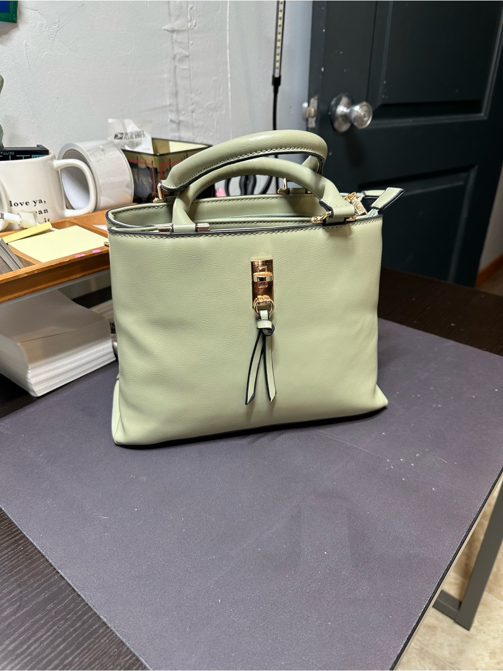 Elegant Sage Green Top-Handle Women's Bag